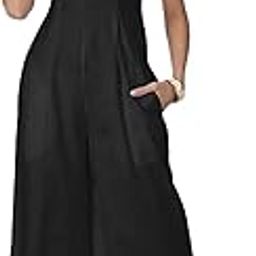 Wide Leg Jumpsuit for Women, Sleeveless Printed Cotton Jumpsuit With Pockets-image-24