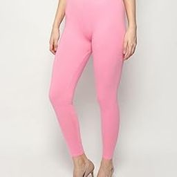 Women’s Ankle Length Leggings | Slim Fit Cotton Stretch Fabric | Soft, Breathable & Comfortable | Stylish Solid Color Bottoms for Casual & Active Wear | Pink Color-image-96