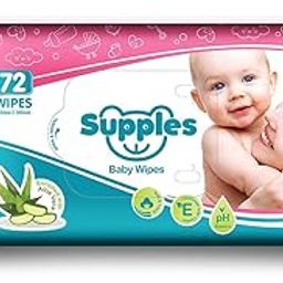 Amazon Brand - Supples Baby Wet Wipes with Aloe Vera and Vitamin E, 72 Pieces, White-image-7