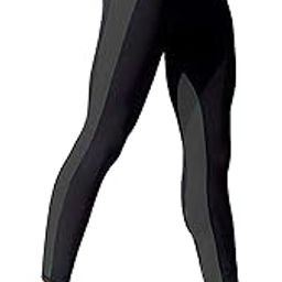 Women Slim Fit High Waist Gym Workout Tights with 4 Ways Stretchable Scoot Proof Color Block Yoga Leggings (Black Grey, Medium)-image-1