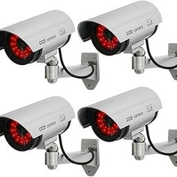 Security Dummy CCTV Fack Bullet Camera with LED Light Indication | Silver | Pack of 04-28