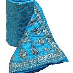 C&G INDIA Traditional Jaipuri Single Razai Single Bed Comforter Cotton (Turquoise Blue), Breathable-20