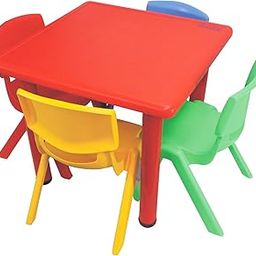 eHomeKart Playgro Multicoloured Kids Plastic Tablle (60 x 60 x 53cm) and 4 Chairs Set (Colour May Vary)-image-24