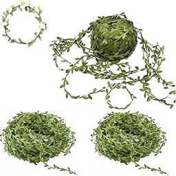 Zytiqt 2 Pack Artificial Leaves, Leaves Decoration Items, Green Vines for Decoration, 20m Long Fake Plants for Home Decor, Fake Leaves, DIY Wall Hanging, Wedding Party Crafts, Ribbon, Green Vines-image-55