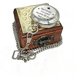 Analog Unisex Brass Personalized Push Button Pocket Watch Fully Customized Watch 2 Inch Chain and with Wooden Box - Silver-image-9