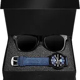 lorenz Analogue Black & Blue Dial Men's Watch & Black Sunglasses Combo CM-105SN-VAR-picture-44