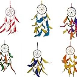 Mehruna Dream Catchers Wall Hangings Feather Wind Chimes Small Ring Beaded for Kidsroom Car Bedroom Handmade Wall Décor & Home Decorative Items Pack of 10-image-13