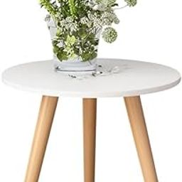 Marlac Wood Antique Foldable Coffee Table/Side Table/End Table/Tea Table/Plant Stand/Stool, Round Shape, White, 30D x 30W x 33H cm-image-19