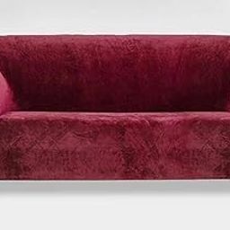FASSCETE Velvet Sofa Cover 3 Seater, Stretchable 3 Seater Sofa Cover, Universal Fit Elastic Sofa Slipcover for Living Room Triple Seater Protective Couch Case (185 x 230 Cm) (Maroon)-image-27