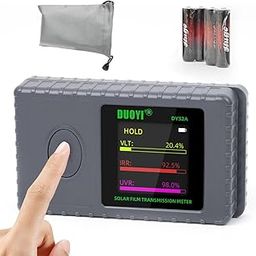 DUOYI Solar Tester Meter VLT UV IR Rejection Meter 0.04In Portable Tint Film Meter with Real-Time Calibration Solar Film Transmission Meter Data Hold Digital Window Tint Meter with Batteries,Bag-20