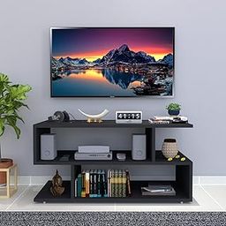 Furnifry S-Shape TV Unit/Set-Top Box Stand/Entertainment Unit Living Room/Engineered Wood TV Entertainment Unit/Suitable for 32" (31x16x15 inches, Grey)-picture-32