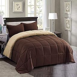 All Season Microfiber -Reversable Duvet/AC Comforter/Quilt - Brown Beige - Double Size 90 Inch x 100 Inch-32
