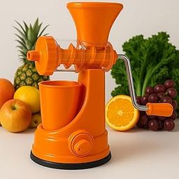 Manual Hand Juicer for Fruits and Vegetables | Steel Handle With Vacuum Locking System for Secure Operation | Easy to Clean Compact Juicer shaker mixer for Home Use (Orange)-27