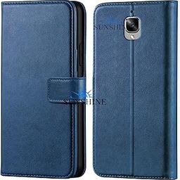 SUNSHINE® Leather Vintage Shock Proof Flip Case Back Cover for Oneplus-3 Sport (Flexible | Leather Finish | Card Pockets Wallet & Stand |Blue)-image-95