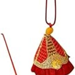 Bhai Bhabhi Rakhi Set S65 – Handmade Red Dome Lumba with Golden Embellishment | 2.5-Inch Designer Motif + String | Traditional Raksha Bandhan Gift Combo-image-54