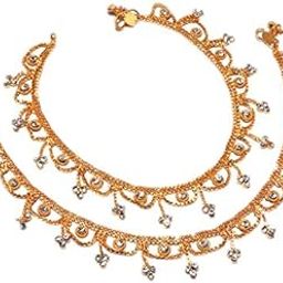Anklet Gold Plated Branded New Pave Stylish Bollywood Designer Natural Look Beauty Payal 5347 for Women Girls-12
