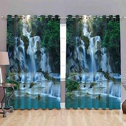 Waterfall Scene Window Curtain – Peaceful Nature Landscape Drapes for Any Room-image-57