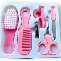 WOW.CO Baby Grooming Kit 6 in 1 Newborn Care Set with Brush Comb Nail Clipper Scissors File & Finger Toothbrush Safe & Soft Infant Hygiene Kit-image-77