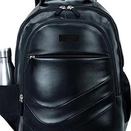 Stylish Black Backpack with Multiple Compartments, Wave Design Pattern, Water Bottle Holder-picture-19