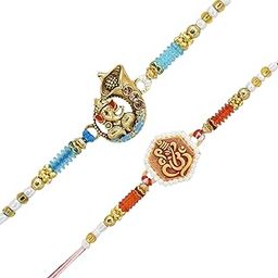 Combo Pack of 2 Rakhis Blue and Red GaneshaSpritiul,Bhaiya, Bracelet,Designer Set With Pack of Roli-chawal n Rakshabandhan Greetings Card, Kids Rakhi-25046-image-56