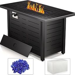 R.W.FLAME Fire Pit Table 43in Rectangular Metal Firepits- Propane Fire Pit Table with Glass Stones, Fire Pit Table for Picnic, 50000 BTU(No Windscreen)-33