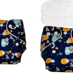 Kritiu Reusable Cloth Diaper Combo Pack | High Absorbent Washable Diapers | Dark Blue Diaper and Dark Blue with 2 White Pad Diaper Pack of 2 (N.CLOTH.DIAPER.PARENT001)-image-82
