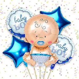 Party Propz Baby Shower Decoration Set - 5 Pcs With Star Foil Balloon, Boy Balloons, Multi-image-62