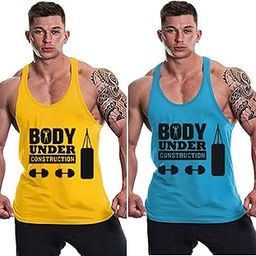 Men's Cotton Vest – Sleeveless Shirt for Casual Wear, Gym, and Sports – Breathable and Comfortable, Lightweight, Easy Care |Colour: Yellow and Blue|Material: Polyester|Sizes|Pack of 2-338-image-53