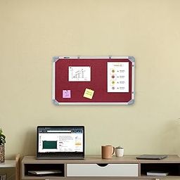 Eduway 1x2 Feet Aluminium Framed | Notice Board | Pin-up-Board | Bulletin-Board | Display Board | with Soft Foam Fabric for Home, School, Office & Study Room | (Maroon -29x59) cms-picture-15