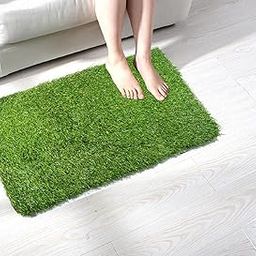 Artificial Grass Door Mat| Perfect for Balcony, Home Decoration, Lawn, Indoor Outdoor Use| Anti Slip Water Proof Grass Mat| Green (15 x 23 Inches)-image-9