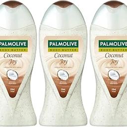 Palmolive Coconut Joy Body Wash, Crème Based Exfoliator with Real Apricot Seeds and Jojoba Butter Extracts - pH Balanced, No Parabens, No Silicones, 250ml Bottle (Pack of 3)-image-95