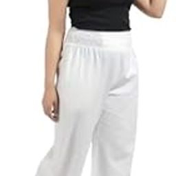 PUNDIT JI Women's Smocking Flared Pant 100% Pre - Shrunk Cotton Hand Spun Hand Woven, White-image-30