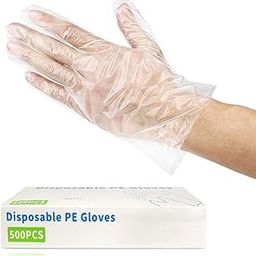 Chunace 500PCS Disposable Plastic Gloves, Latex free Powder Clear Polyethylene Hand Gloves Non-Sterile for Cleaning- Cooking, Hair Coloring (500 Ps)-image-90