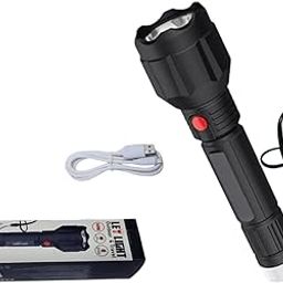 WRENS 50w Rechargeable Led Torch Light Long Range Emergency Light Rechargeable Torch with 1800 mAh Lithium Battery (Black)-51
