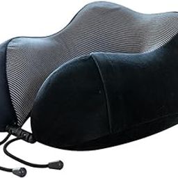 Travel Pillow Headrest Comfortable Neck Support for Car Home Office Airplane Black-image-32