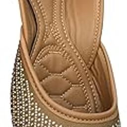 Women's Nude Embellished Jutti | Handcrafted Ethnic Mojari with Sparkling Stone Work & Extra Cushion Comfort for Festive-picture-9