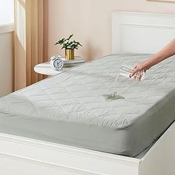 Amazon Basics Quilted Mattress Protector |78"x36"x12" | Waterproof & Hypoallergenic | Soft Cotton Fabric | TPU Laminated | Noiseless | Breathable with Airflow Tech | Extra Fluffy Microfiber Filling (Grey)-68
