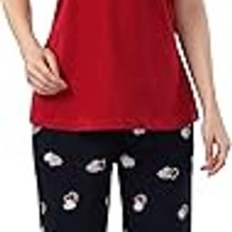 Cotton Night Suit for Women & Girls with Designed Top & Printed Pyjama Set Half Sleeves | Soft and Stretchy Lightweight Nightwear for Summer | Stylish-image-90