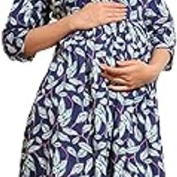 Women Floral Print Maternity Maxi Dress-image-53