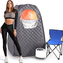Sauna Box, Portable Steam Sauna for Home, 2.6L 1000W Portable Full Body Sauna, Sauna Tent with Steamer, Extra Large Sauna Box with 90 Minute Timer, Chair, Remote Control Included (Grey)-picture-12