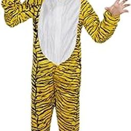 Kaku Fancy Dresses Fleece Tiger Wild Animal Costume For Kids - Yellow, 3-4 Years|Animal Fancy Dress For Boys & Girls-image-80