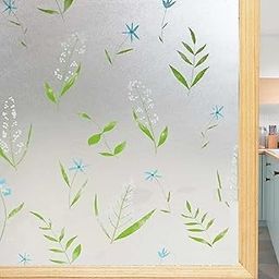 Frosted Glass Window Film Decorative Non-Adhesive Bathroom Privacy Stained Glass Window Sticker for Home and Office, (12in x 2 ft, Jasmine White)-image-18