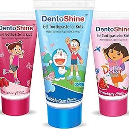 DentoShine Gel Toothpaste for Kids | Pack of 3 Flavors (Strawberry, Bubblegum & Raspberry, 80g each)-27