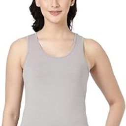 Racer Back Women's 100% Knitted Cotton Featuring Wide Neck Sleeveless Racerback Design Tank Top-image-17