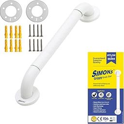 Simon's Grippy Heavy-Duty Nylon and SS304 Inside Bathroom and Toilet Anti Slip Grab bar for Elderly Hand Railing and Safety Handle| White | 3.5 cm Broad, 50 cm Length Grab Rail - 1pcs-11