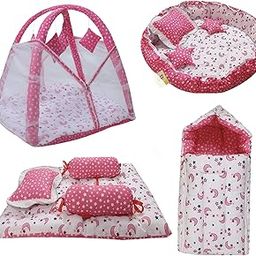 Infantbond New Born Baby All in One Bedding Essential | Baby Bed | Baby Carry Bag | Pack of 10 (Pink Moon)-image-11