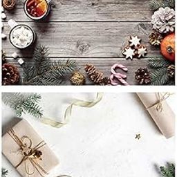 SAVIAURA 1 Sheet 2 in 1 Photography Backdrop 3D Flat Lay Tabletop Double-Sided 22x16 Photo Background PVC Wrinkle-Free for Small Products Food (#4N- White Rough Surface & Grey Wood Pattern)-picture-0