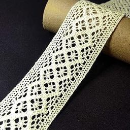 Mezin Cotton Double Square Crossiya Lace Border for Dress, Kurtis, Dupatta, Bag, Craft and Decorations (5 Mtr-Off White)-29
