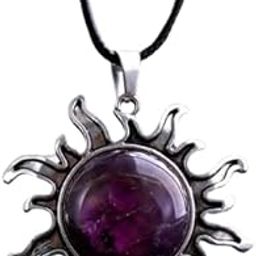 Vintage Style Natural Stones Gothic Sun Pendant Unisex Necklace-image-54