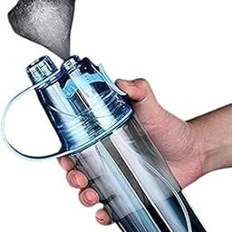 SPARVATE Water Bottle, Water Mist Spray Bottle 2 in 1 Drink, Sports Spray Water Bottle with Straw, Outdoor Bicycle Water Mist Spray Bottle Sippers, Dishwasher Safe-image-5